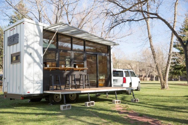 Atlas, Atlas tiny home, tiny house, tiny home, microhome, portable home, mobile home, tiny mobile home, solar powered home, solar powered tiny home, Atlas by F9 Productions, F9 Productions, rainwater collection, photovoltaic system,