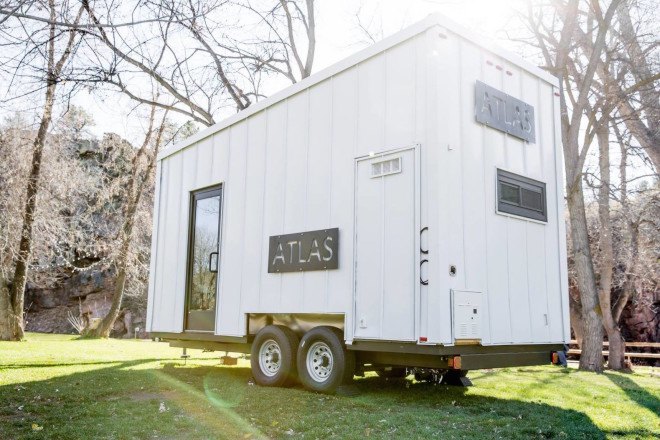 Atlas, Atlas tiny home, tiny house, tiny home, microhome, portable home, mobile home, tiny mobile home, solar powered home, solar powered tiny home, Atlas by F9 Productions, F9 Productions, rainwater collection, photovoltaic system,