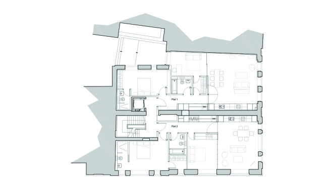warehouse renovation, London, green renovation, skylights, Emrys Architects, slanted roofs, natural light, brickwork, brick building, historical building, listed building