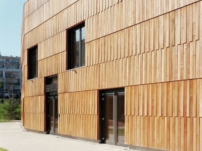 green roof, Paris, France, Guillaume Ramillien Architecture, Christian Marin Community Center, community center, wooden building, wood cladding, passivhaus, passive house, green architecture