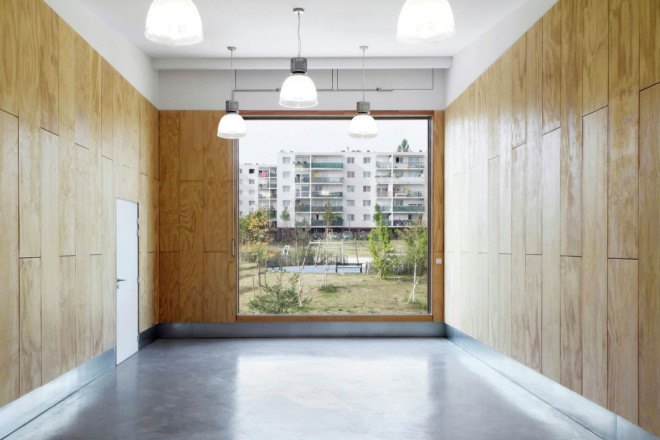 green roof, Paris, France, Guillaume Ramillien Architecture, Christian Marin Community Center, community center, wooden building, wood cladding, passivhaus, passive house, green architecture