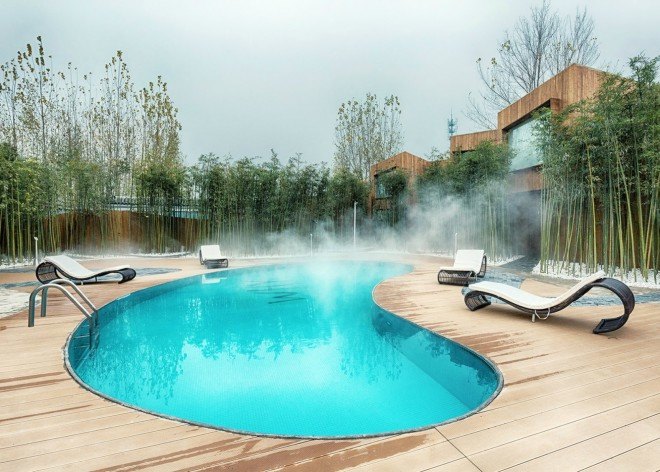 Elevation Workshop, Why Hotel, Bejing hotel hot springs, architecture, hotel architecture, timber-clad lodgings. timber hotels, bamboo fencing, green design, sustainable design, hotels in china, hotel design, bamboo grove, timber cabins, wood cabins, cabin design