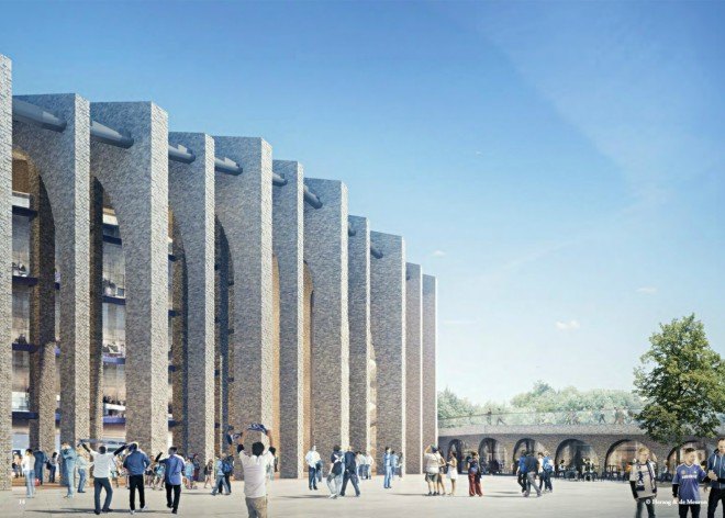Herzog & de Meuron, Chelsea stadium, stadium design, Chelsea FC's London stadium, london stadium designs, stadium architecture, Lifschutz Davidson Sandilands, Hammersmith & Fulham, uk stadiums, brick stadiums,