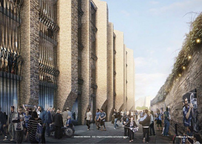 Herzog & de Meuron, Chelsea stadium, stadium design, Chelsea FC's London stadium, london stadium designs, stadium architecture, Lifschutz Davidson Sandilands, Hammersmith & Fulham, uk stadiums, brick stadiums,