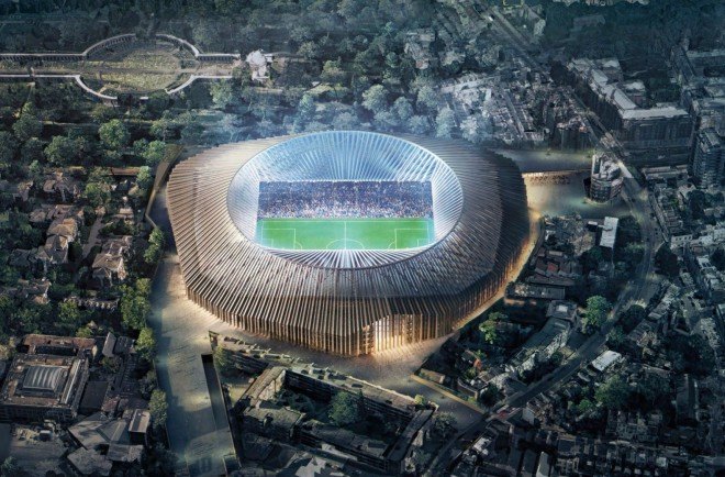Herzog & de Meuron, Chelsea stadium, stadium design, Chelsea FC's London stadium, london stadium designs, stadium architecture, Lifschutz Davidson Sandilands, Hammersmith & Fulham, uk stadiums, brick stadiums,