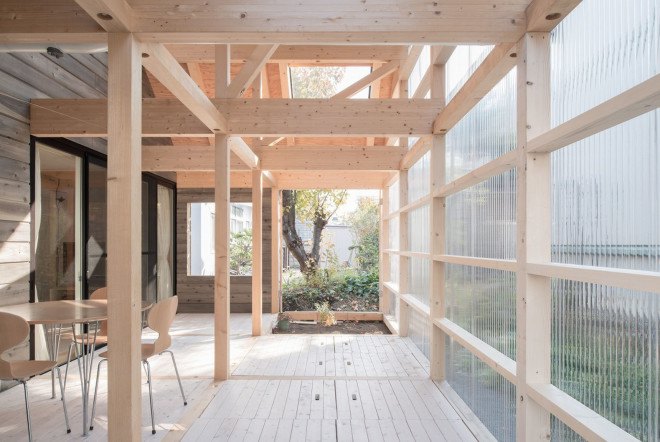 House in Shinkawa, Japan, Hokkaido, Yukari Yamahiro, Japanese architects, greenhouse, polycarbonate panels, thermal insulation, natural lighting, small footprint, green archiecture