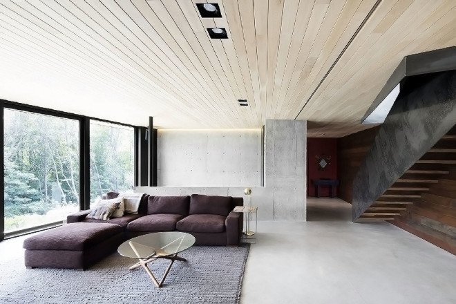 La Héronnière, off-grid home Quebec, Canada, Alain Carle Architecte, self-sufficient Quebec house, solar-powered Quebec home, Quebec home made with recycled materials,