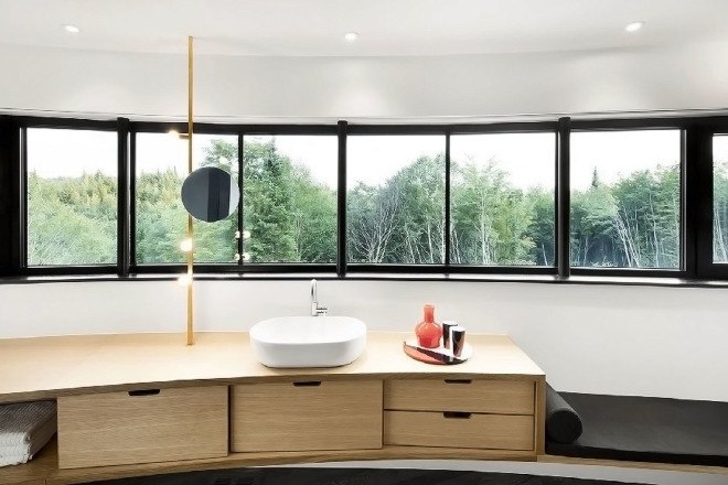 La Héronnière, off-grid home Quebec, Canada, Alain Carle Architecte, self-sufficient Quebec house, solar-powered Quebec home, Quebec home made with recycled materials,