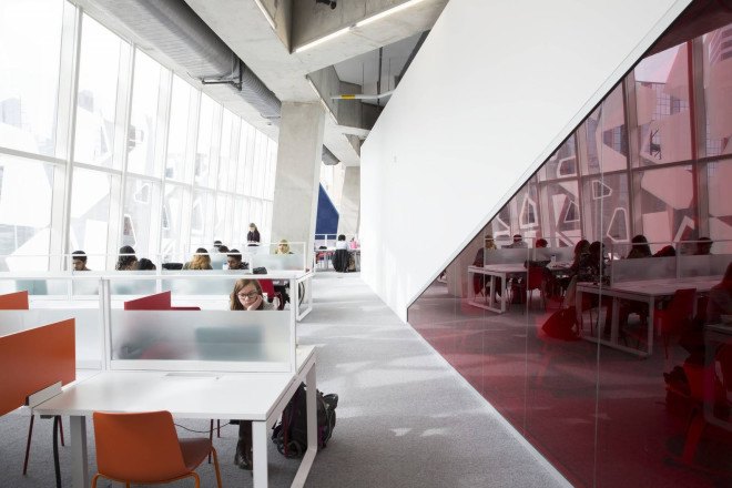 Snøhetta, Zeidler Partnership Architects, Ryerson Student Learning Center, Toronto, Canada, green architecture, metal facade, flexible spaces, nature inspired design, natural light, learning