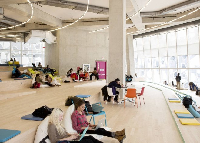 Snøhetta, Zeidler Partnership Architects, Ryerson Student Learning Center, Toronto, Canada, green architecture, metal facade, flexible spaces, nature inspired design, natural light, learning