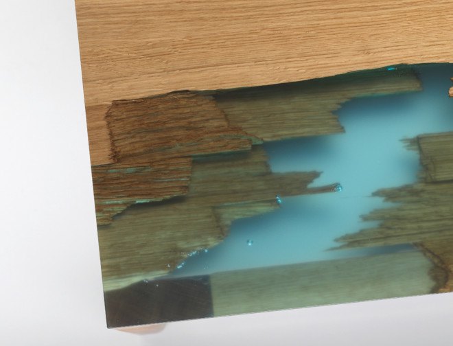 manufract, marcel dunger, florian meier, self healing furniture, bio resin, resin furniture, salvaged wood, salvaged furniture, recycled materials, found materials, wooden furniture