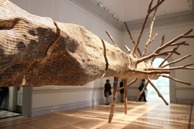 Wonder exhibit, Middle Fork, Middle Fork by John Grade, Renwick Gallery, biodegradable, tree art, site specific art, reclaimed wood, MadArt Studio, John Grade, plaster tree cast, tree cast, site specific sculpture, tree sculpture, hemlock, balsam poplar, western red cedar, reclaimed cedar, public art,
