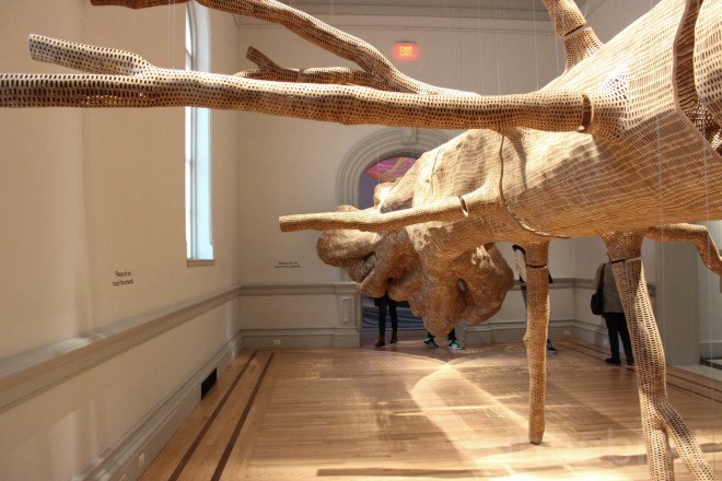 Wonder exhibit, Middle Fork, Middle Fork by John Grade, Renwick Gallery, biodegradable, tree art, site specific art, reclaimed wood, MadArt Studio, John Grade, plaster tree cast, tree cast, site specific sculpture, tree sculpture, hemlock, balsam poplar, western red cedar, reclaimed cedar, public art,