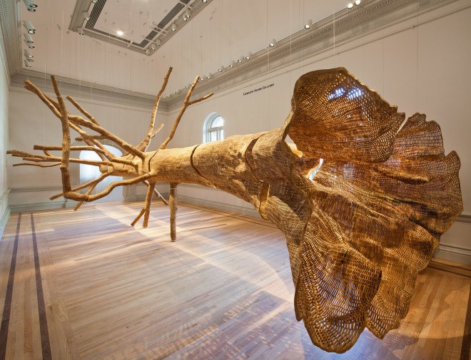 Wonder exhibit, Middle Fork, Middle Fork by John Grade, Renwick Gallery, biodegradable, tree art, site specific art, reclaimed wood, MadArt Studio, John Grade, plaster tree cast, tree cast, site specific sculpture, tree sculpture, hemlock, balsam poplar, western red cedar, reclaimed cedar, public art,
