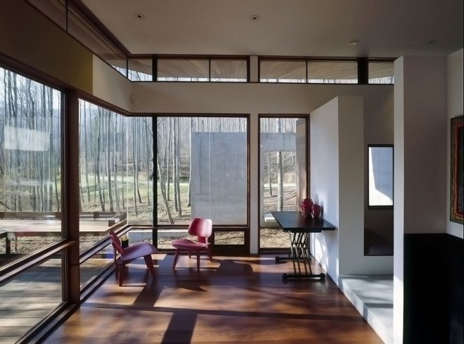 Mountain Tree House, Georgia, Mack Scogin Merrill Elam Architects, mountain retreat, weekend retreat, mountain house, reinforced concrete, timber construction, timber, bamboo, bamboo garden, green architecture, steel facade, steel panels