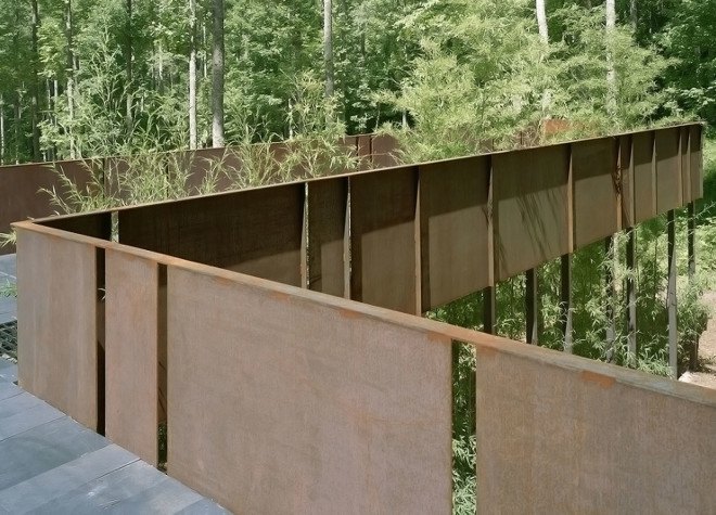 Mountain Tree House, Georgia, Mack Scogin Merrill Elam Architects, mountain retreat, weekend retreat, mountain house, reinforced concrete, timber construction, timber, bamboo, bamboo garden, green architecture, steel facade, steel panels