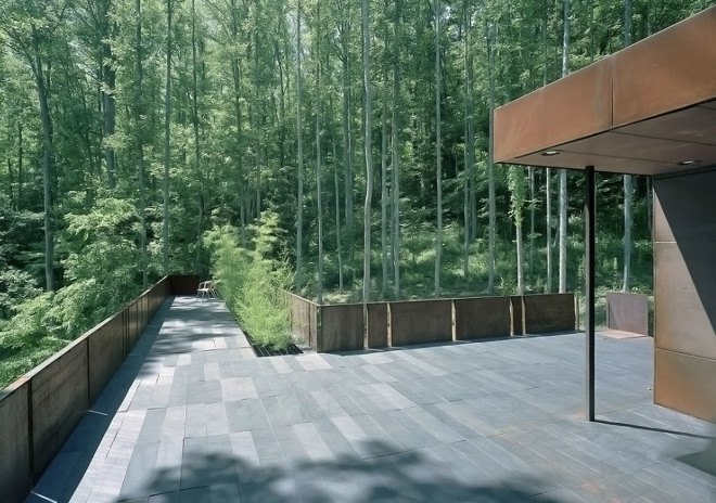 Mountain Tree House, Georgia, Mack Scogin Merrill Elam Architects, mountain retreat, weekend retreat, mountain house, reinforced concrete, timber construction, timber, bamboo, bamboo garden, green architecture, steel facade, steel panels