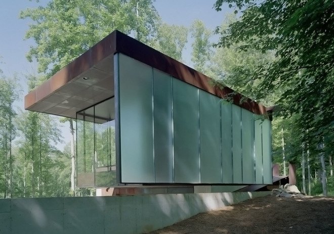 Mountain Tree House, Georgia, Mack Scogin Merrill Elam Architects, mountain retreat, weekend retreat, mountain house, reinforced concrete, timber construction, timber, bamboo, bamboo garden, green architecture, steel facade, steel panels