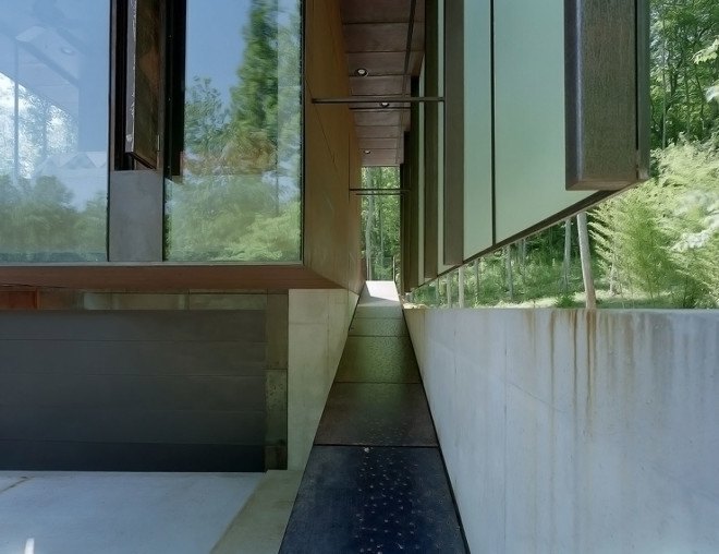 Mountain Tree House, Georgia, Mack Scogin Merrill Elam Architects, mountain retreat, weekend retreat, mountain house, reinforced concrete, timber construction, timber, bamboo, bamboo garden, green architecture, steel facade, steel panels