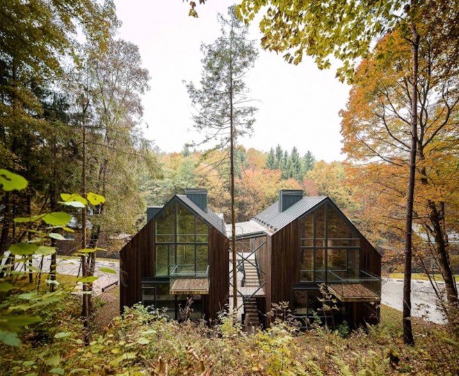 Paleko Arch Studija, Plazma Architekturos Studija, Rasu Namai by Paleko Arch Studija and Plazma Architekturos Studija, Rasu Namai, timber clad housing, ammunition vault, Vilnius, housing development