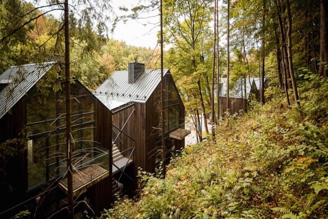 Paleko Arch Studija, Plazma Architekturos Studija, Rasu Namai by Paleko Arch Studija and Plazma Architekturos Studija, Rasu Namai, timber clad housing, ammunition vault, Vilnius, housing development