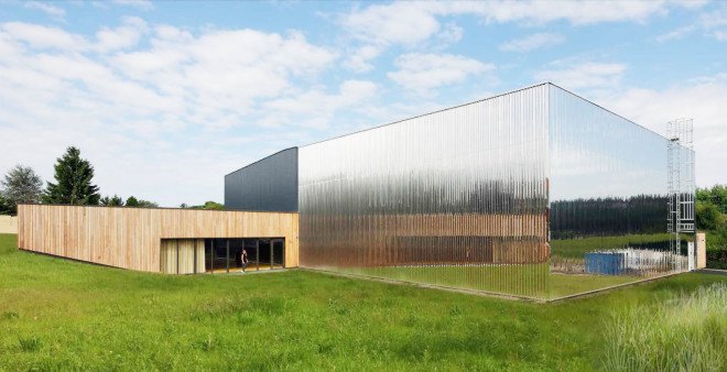 Les Bartelottes school complex, Paris, France, NOMADE architectes, green school, green roof, courtyard, solar energy, solar panels, natural light, rainwater harvesting, rainwater purification
