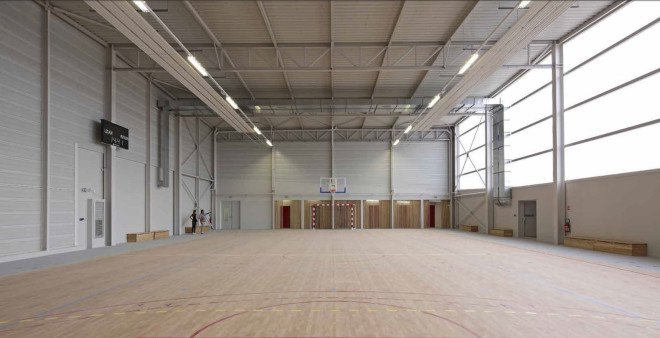 Les Bartelottes school complex, Paris, France, NOMADE architectes, green school, green roof, courtyard, solar energy, solar panels, natural light, rainwater harvesting, rainwater purification