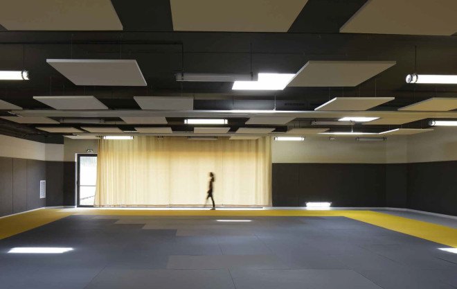 Les Bartelottes school complex, Paris, France, NOMADE architectes, green school, green roof, courtyard, solar energy, solar panels, natural light, rainwater harvesting, rainwater purification