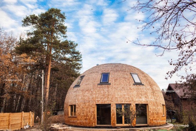 SkyDome, dome home, dome house, pine wood, wooden dome home, energy efficient architecture, energy efficient home, green architecture, spherical home
