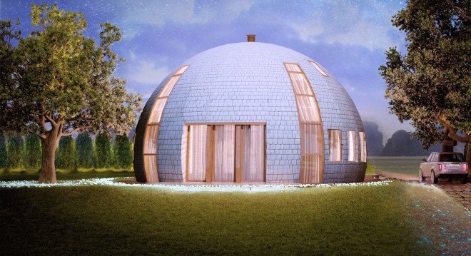 SkyDome, dome home, dome house, pine wood, wooden dome home, energy efficient architecture, energy efficient home, green architecture, spherical home