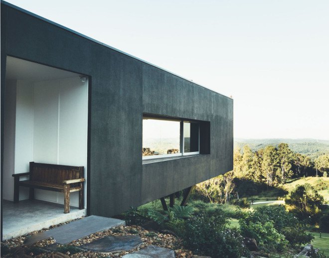 Teeland Architects, Stealth House, Stealth House by Teeland Architects, photovoltaic systems, wastewater recycling, natural light, cantilevered home, panoramic views, site specific design, cantilever, solar-powered house, Sunshine Coast,