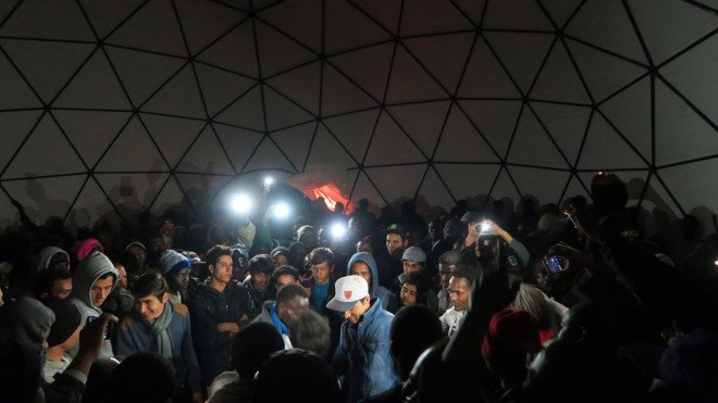 Calais refugee camp, Calais Jungle, Good Chance Theatre, geodesic dome, social design, social responsibility, ghetto, cultural venues, migrants, migrant camp, France, communal spaces