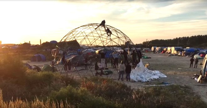 Calais refugee camp, Calais Jungle, Good Chance Theatre, geodesic dome, social design, social responsibility, ghetto, cultural venues, migrants, migrant camp, France, communal spaces