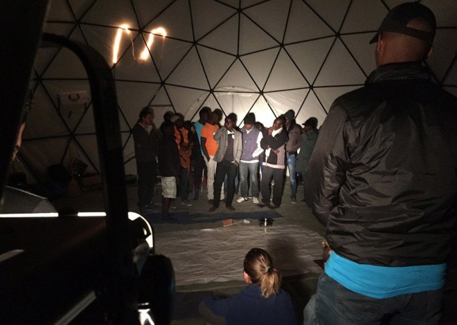 Calais refugee camp, Calais Jungle, Good Chance Theatre, geodesic dome, social design, social responsibility, ghetto, cultural venues, migrants, migrant camp, France, communal spaces