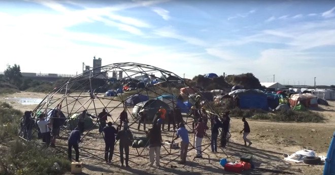 Calais refugee camp, Calais Jungle, Good Chance Theatre, geodesic dome, social design, social responsibility, ghetto, cultural venues, migrants, migrant camp, France, communal spaces