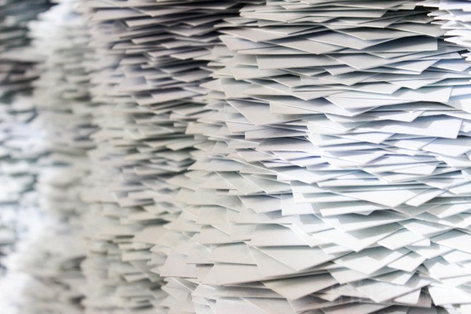 Renwick Gallery, Smithsonian, Smithsonian American Art Museum, Washington D.C., D.C., Tara Donovan, Untitled by Tara Donovan, index cards, art, site specific art, art installation