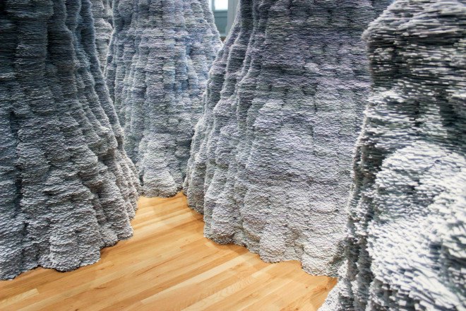 Renwick Gallery, Smithsonian, Smithsonian American Art Museum, Washington D.C., D.C., Tara Donovan, Untitled by Tara Donovan, index cards, art, site specific art, art installation