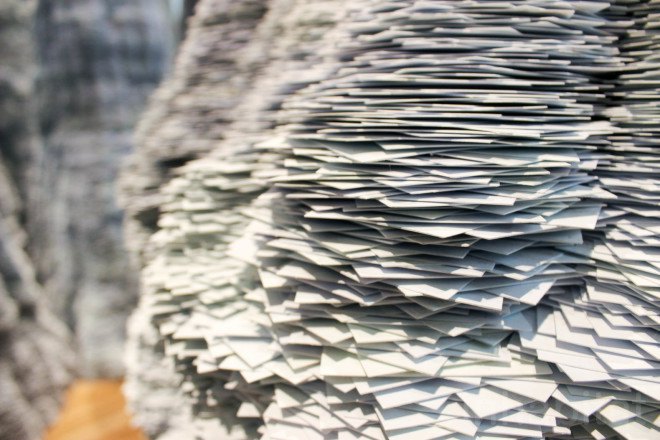 Renwick Gallery, Smithsonian, Smithsonian American Art Museum, Washington D.C., D.C., Tara Donovan, Untitled by Tara Donovan, index cards, art, site specific art, art installation