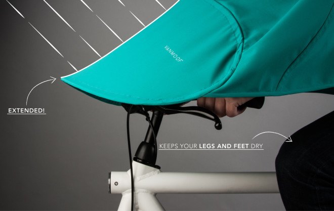 VANMOOF, Boncho, bike poncho, bike rain gear, bicycling accessories, bike accessories, sustainable style, green fashion, waterproof bike poncho, biking in the rain, winter cycling, fall cycling, sustainable design, green design