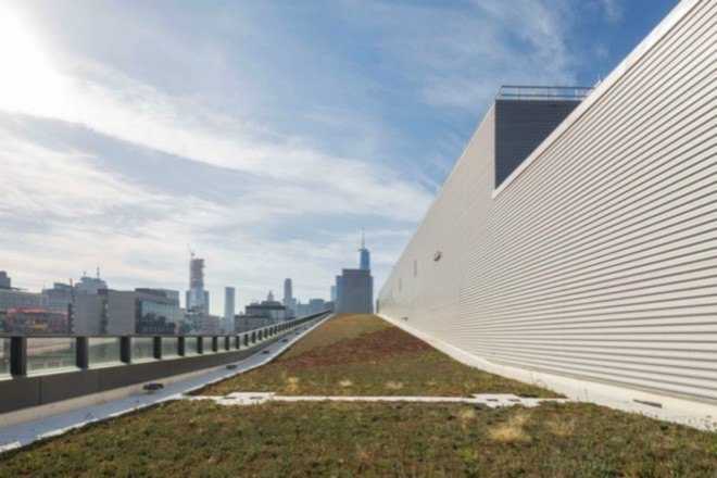 NYC Salt Shed & Garage Complex, LEED Gold operations, Dattner Architects, WXY Architecture + Urban Design, architecture, Department of Sanitation nyc, Department of Sanitation building nyc, green building, sustainable design, city buildings nyc, nyc green design, West Side Highway, DSNY building, green roof, double-skin façade, graywater systems