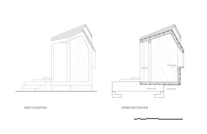 Architensions, Writing Pavilion, writer’s studio, Writing Pavilion by Architensions, Brooklyn, Brooklyn writer’s studio, art studio, plywood, black stained cedar, natural light, skylight, glazed door,