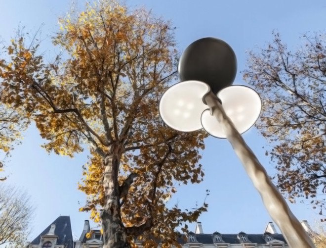 Mathieu Lehanneur, paris, solar streetlamp, streetlamp, wooden furniture, led lamps, LEDs, phone chargers, paris climate talks