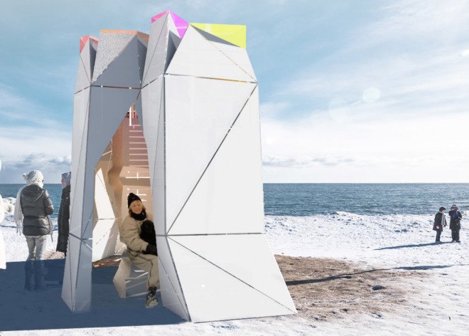 Aurora Borealis by Laurentian University, 2016 Winter Stations, Winter Stations Toronto, Ted Merrick, winter art, winter installations, winter pavilions, In the Belly of the Bear, temporary art installations, temporary art, solar tubes, solar tubes installation,