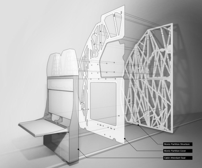 bionic partition, david benjamin, the living, airbus, autodesk, apworks, a320 planes, 3d printed airplane partition, 3d printing, 3d metal printing
