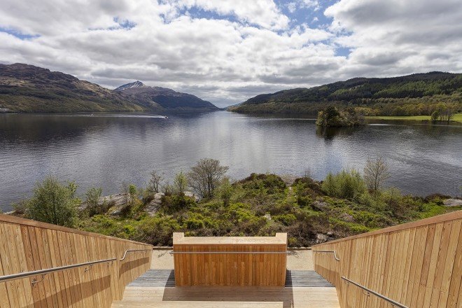 An Ceann Mor, An Ceann Mor at Loch Lomond, An Ceann Mor by BTE Architecture, BTE Architecture, viewpoint, viewing platform, Scotland, Scottish architecture, art installation, wooden viewpoint, pyramid structure, timber viewing platform, Scottish Scenic Routes