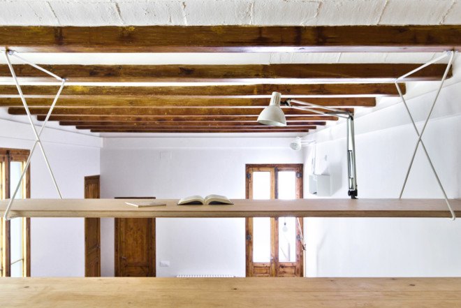 Playful renovation, Barcelona, tiny home, interiors, Anna and Eugeni Bach, home renovation, open plan space, natural light, surprising details,