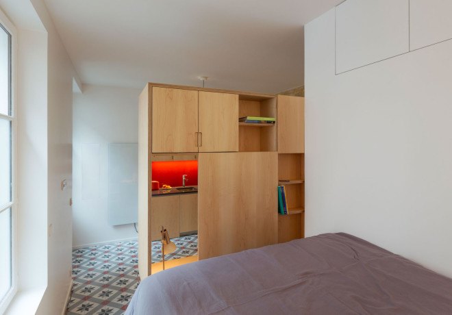 green design, eco design, sustainable design, Anne Rolland, Adaptive reuse, Paris apartment, hidden room, 17th Century townhouse Paris, open plan apartment, plywood