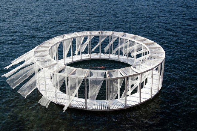 EASA Links, student work, Malta, floating pavilion, wooden structure, floating building, green architecture, Antiroom II, lightweight structure