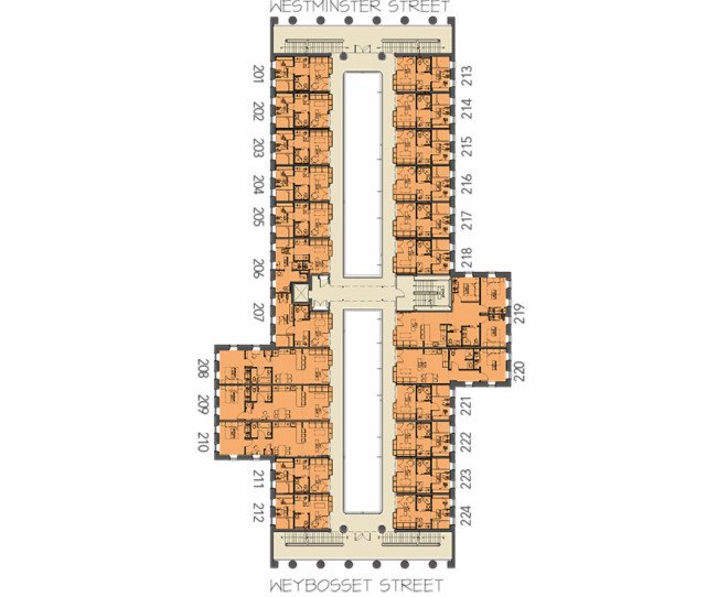 micro apartments, micro apartment mall, repurposed mall, adaptive reuse, adaptive reuse mall, mall transformed into housing, mall housing, Arcade Providence micro lofts by Northeast Collaborative Architects, Northeast Collaborative Architects, Arcade Providence, Arcade Providence micro lofts, micro lofts, Evan Granoff, shopping mall reuse