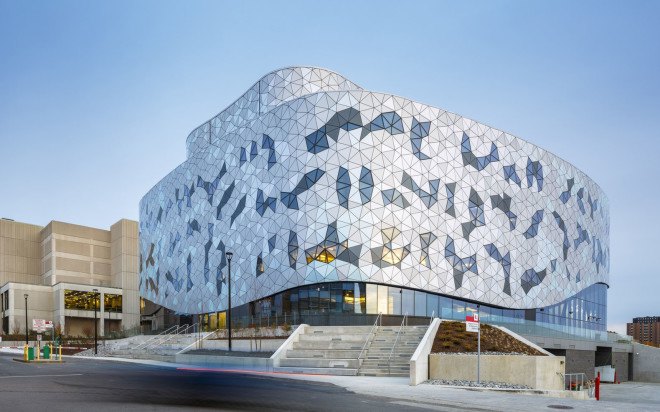 ZAS Architects, Bergeron Centre for Engineering Excellence, Canada, glass facade, undulating facade, school campus, Canada school, facade design, gender balance school, green architecture